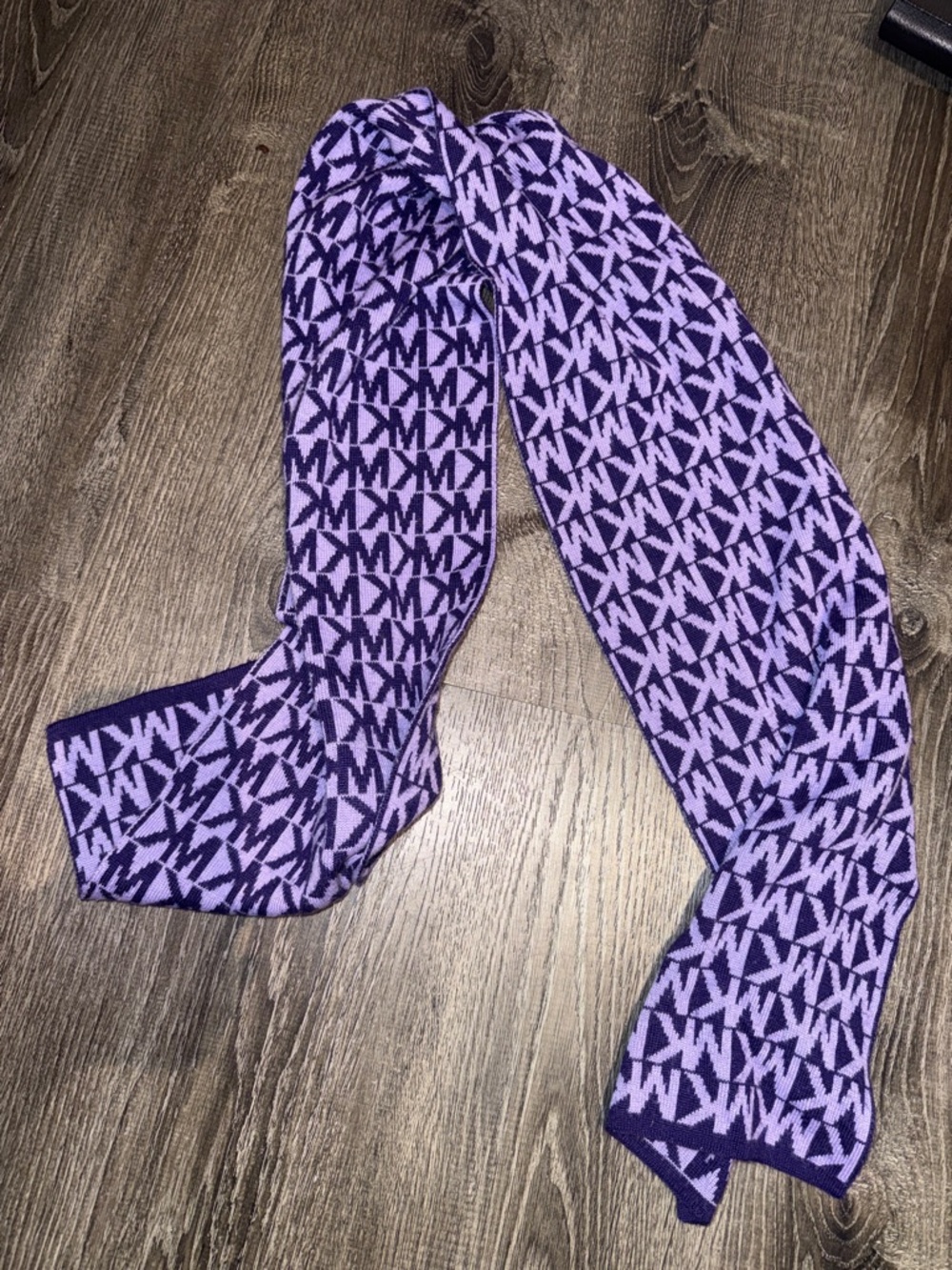 Michael Kors Two-Tone Purple MK Logo Scarf